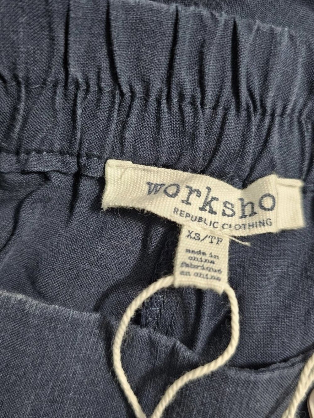 Workshop Republic Navy Blue Nautical Tencel Chino Cropped Pants Size XS - Picture 5 of 7